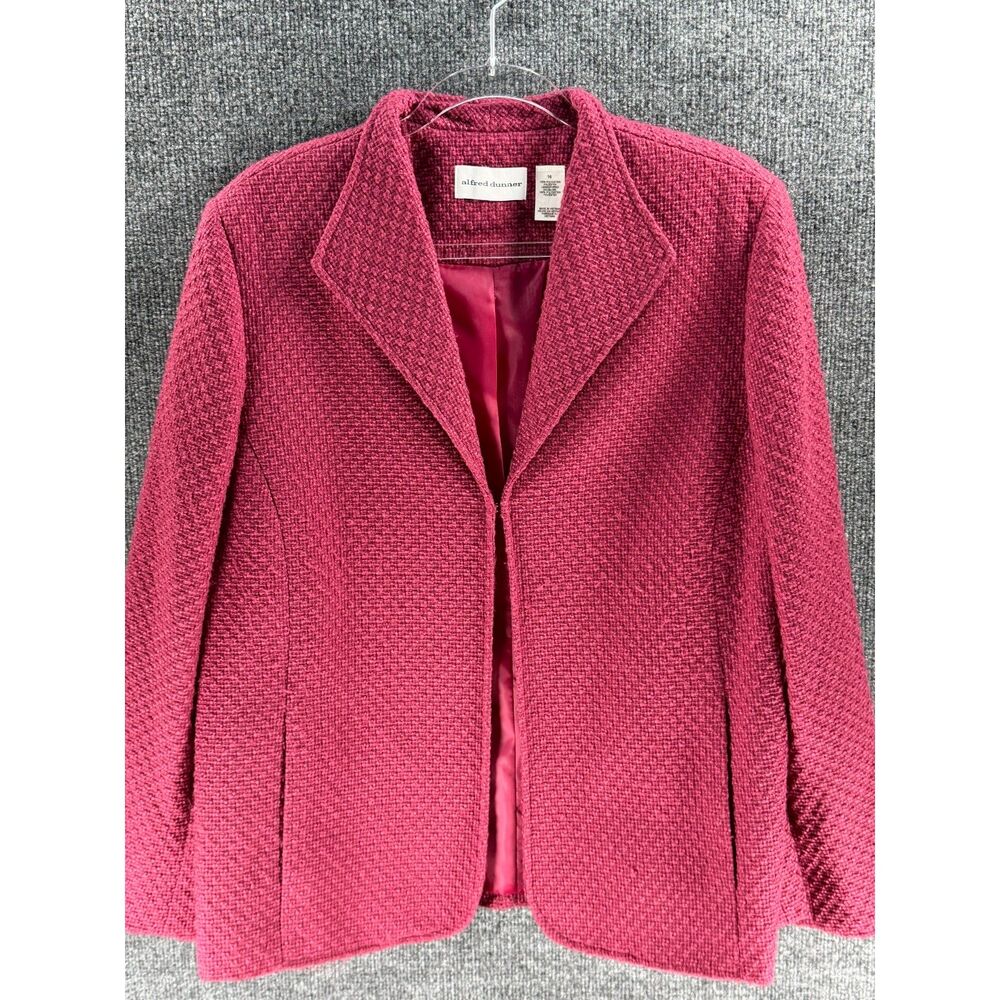 Alfred Dunner Classic Boucle Blazer Fuchsia Pink Size 16 Lined Career